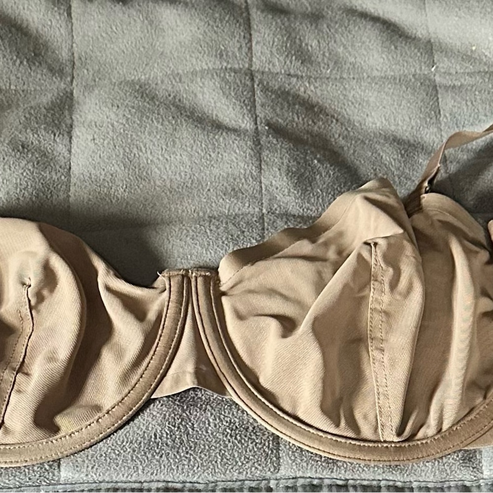 Tan Underwire Bra with Molded Cups and Adjustable Straps